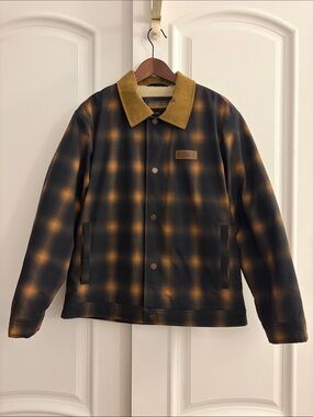 Pendleton Navy and Mustard Plaid Corduroy-Collar Sherpa Lined  Jacket